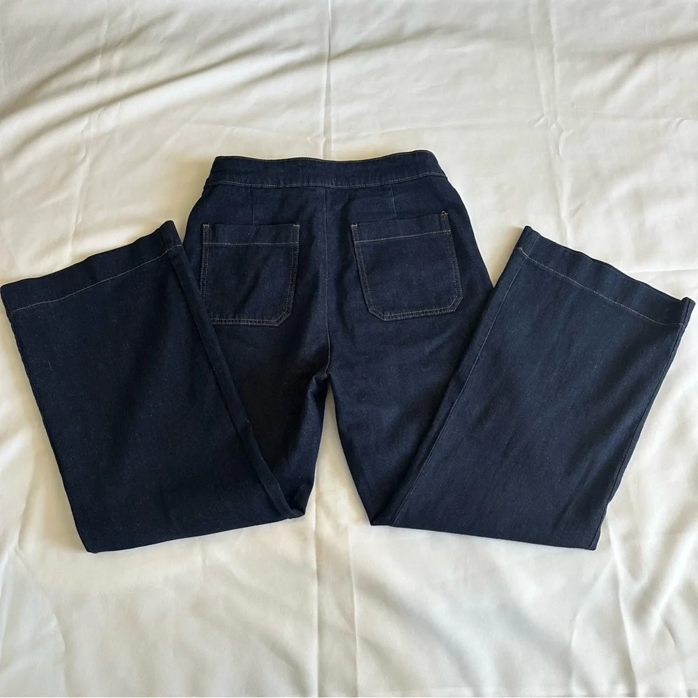 Denim SailorJeans Blue Flare Wide Leg with Gold Buttons Size Large 99% COTTON - Picture 10 of 16